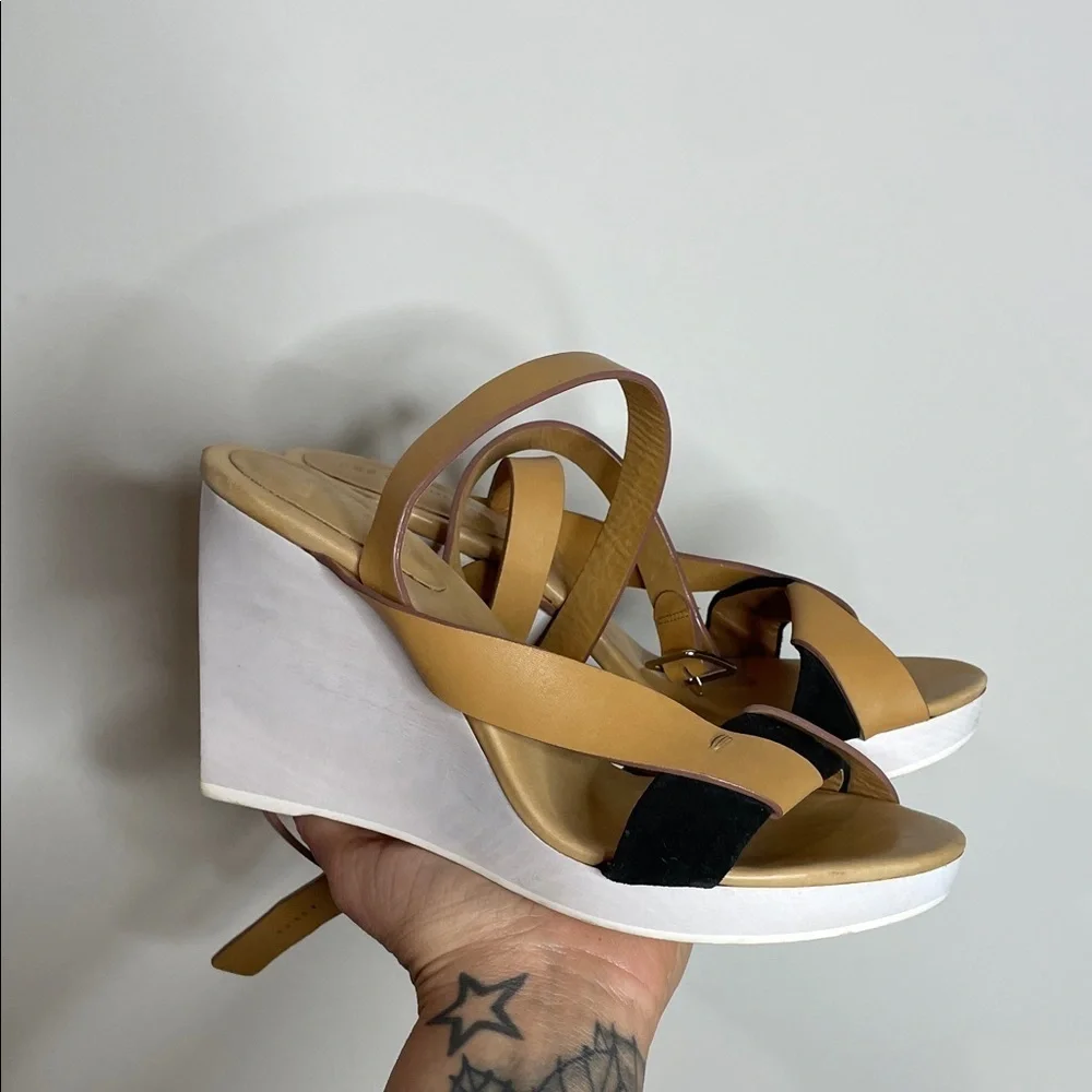 See by Chloé | Leather Cutout Accent Slingback Wedge Sandals Size 9.5